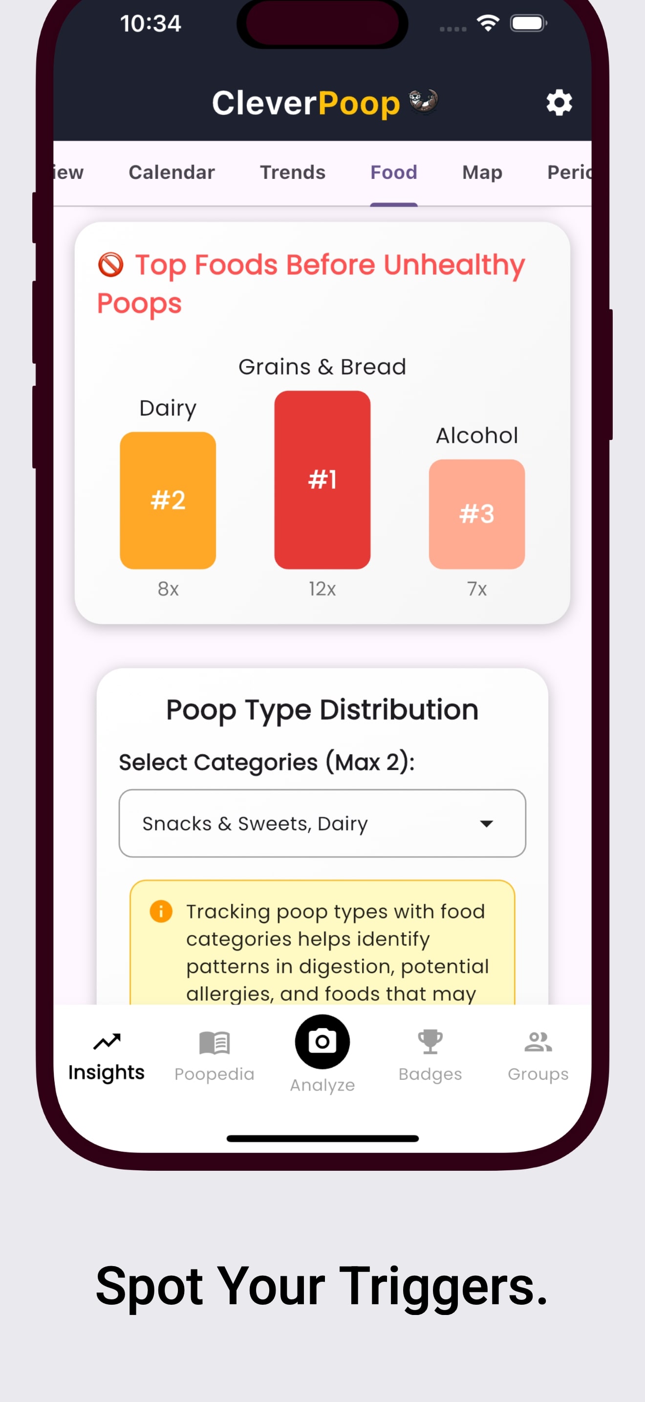 CleverPoop mobile app screens