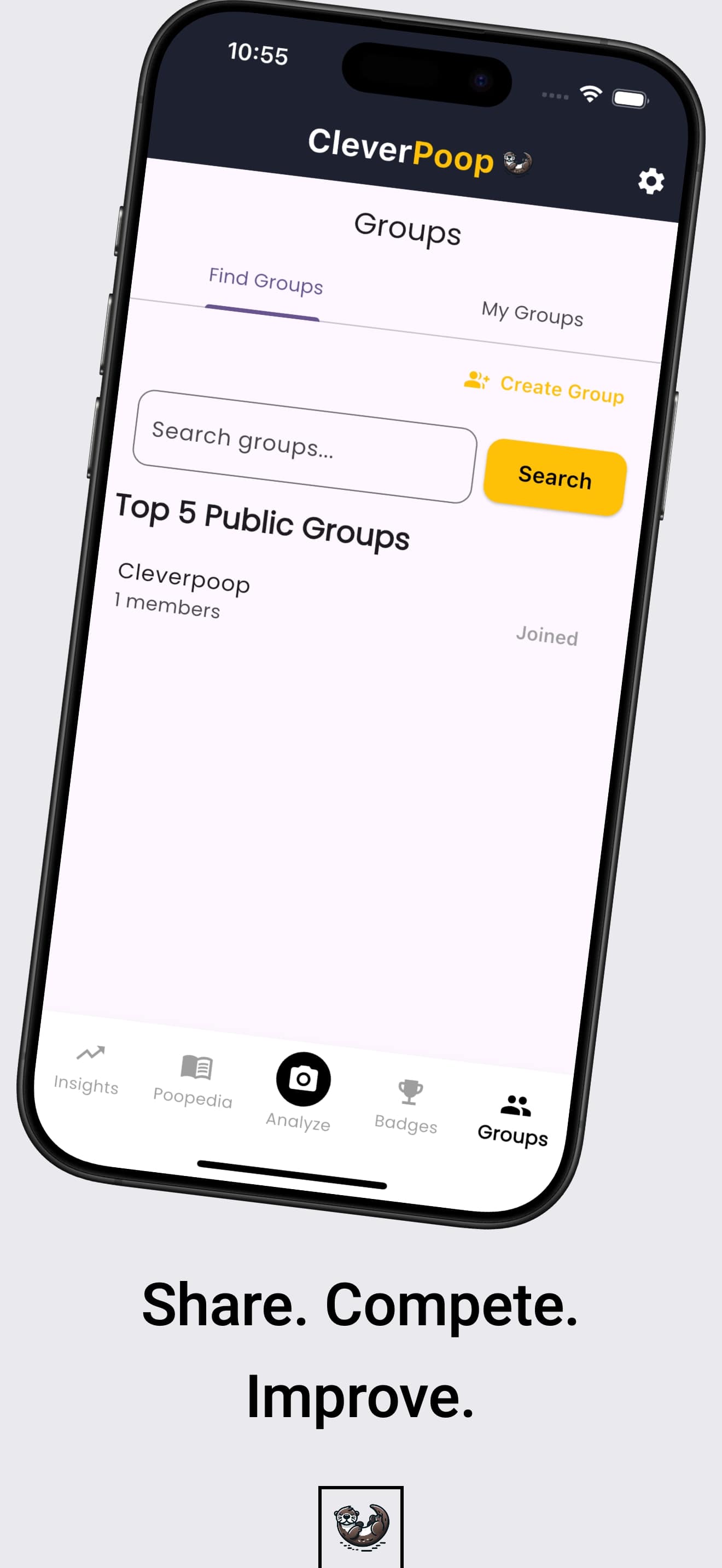 Telas do app CleverPoop