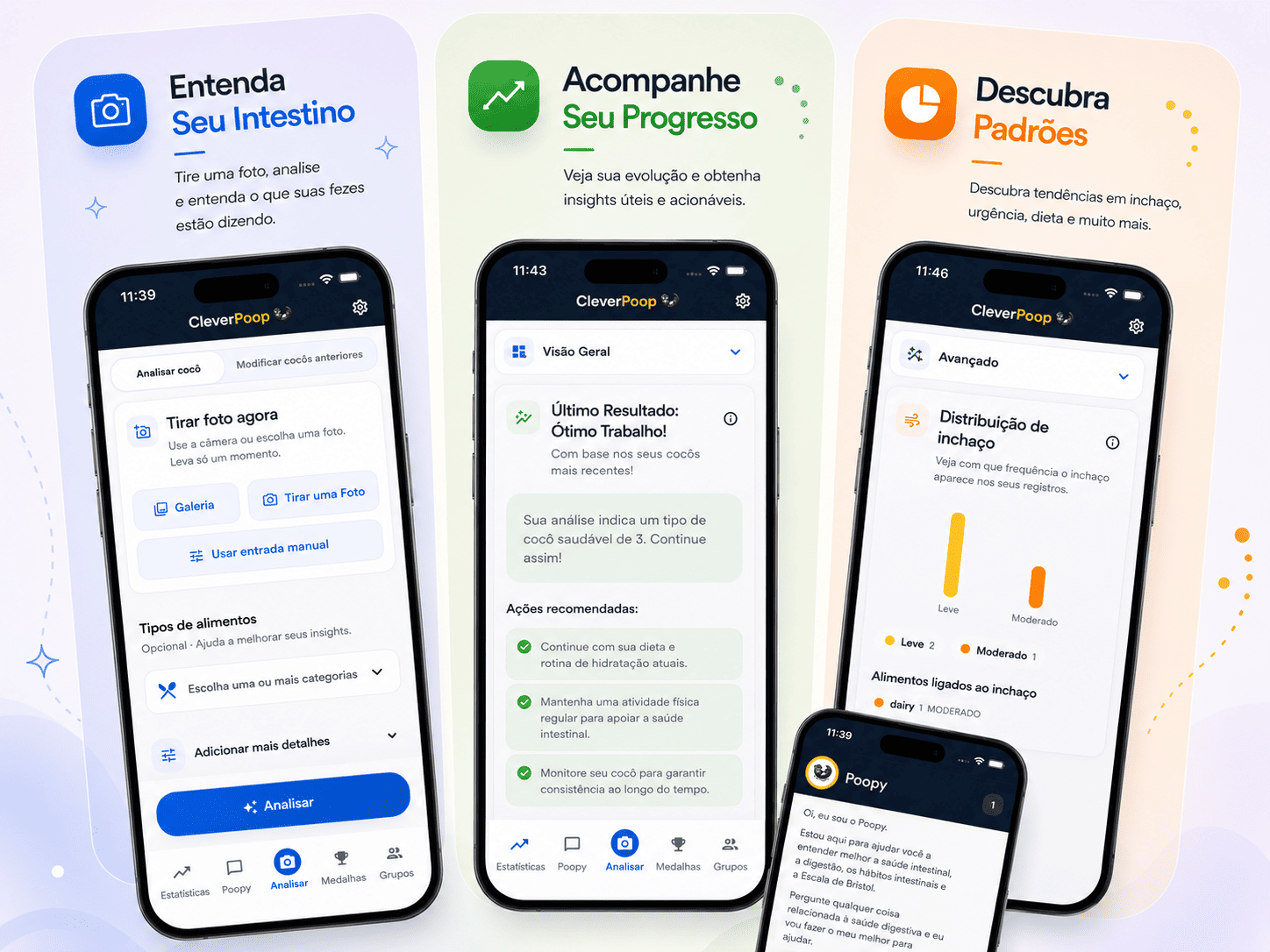 Telas do app CleverPoop