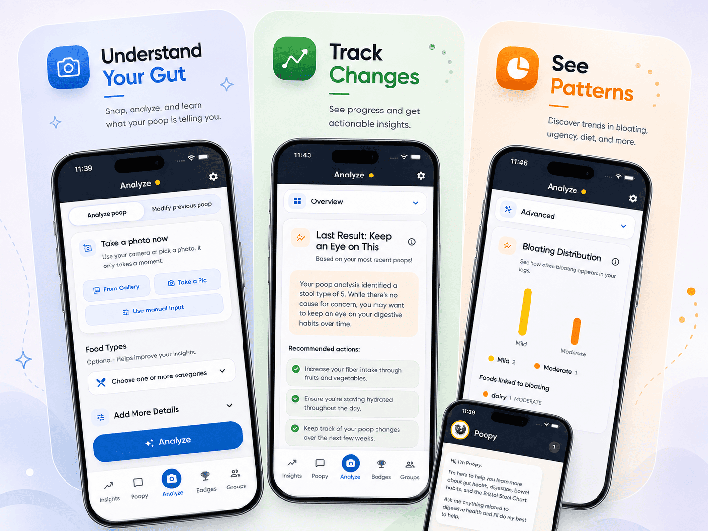 CleverPoop mobile app screens